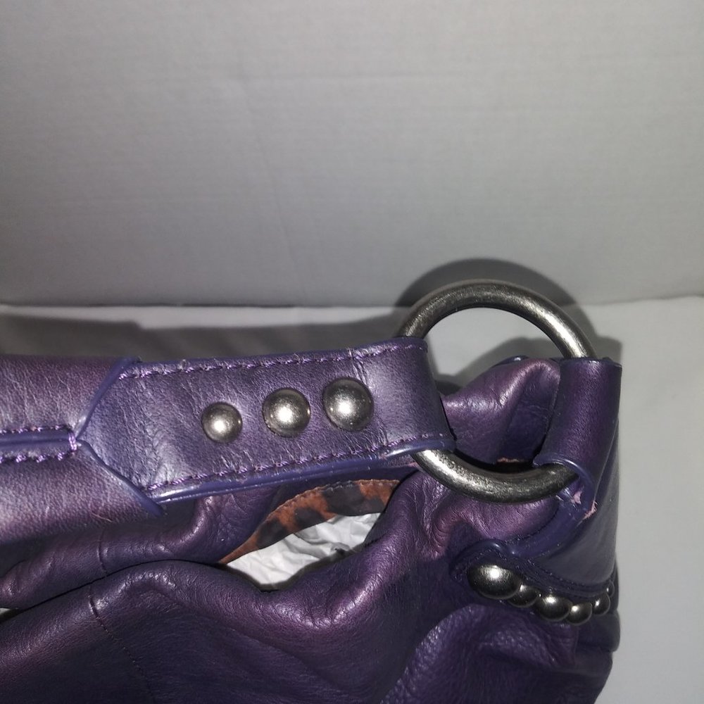 B Markowsky purple leather studded shoulder bag - Picture 5 of 7